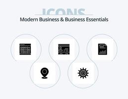 Modern Business And Business Essentials Glyph Icon Pack 5 Icon Design. event. calendar. settings. work. system vector