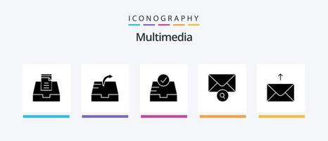 Multimedia Glyph 5 Icon Pack Including . mailbox. send. mail. Creative Icons Design vector