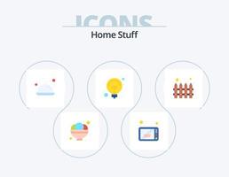 Home Stuff Flat Icon Pack 5 Icon Design. realty. light. dish. decoration. bulb vector