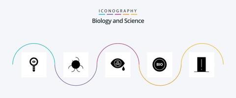 paquete de iconos de glifo 5 de biología que incluye electrónica. medidor de biología nuclear. fuerza. eficiencia vector