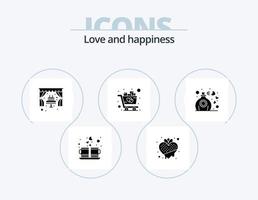 Love Glyph Icon Pack 5 Icon Design. trolley. love. vegetarian. cart. romantic vector