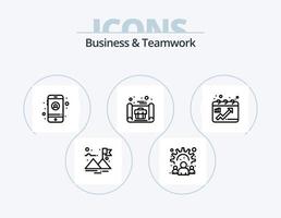 paquete de iconos de línea de negocios y trabajo en equipo 5 diseño de iconos. . . clasificación. teléfono móvil. reenvío de llamadas vector