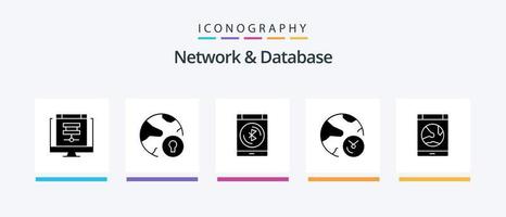 Network And Database Glyph 5 Icon Pack Including information. analysis. padlock. data. Creative Icons Design vector