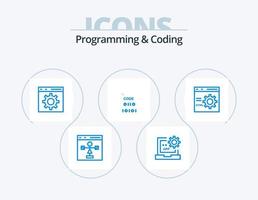 Programming And Coding Blue Icon Pack 5 Icon Design. develop. cloud. development. development vector