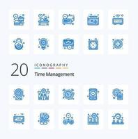 20 Time Management Blue Color icon Pack like management wall clock alarm time watch vector