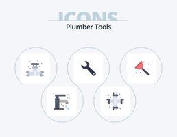 Plumber Flat Icon Pack 5 Icon Design. wrench. plumbing. system. adjustable. system vector