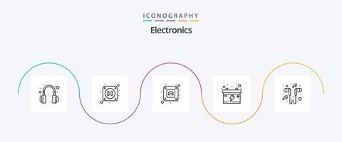 paquete de iconos de línea 5 de electrónica que incluye . teléfono inteligente enchufar. música. manos libres vector