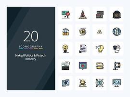 20 Naked Politics And Fintech Industry line Filled icon for presentation vector