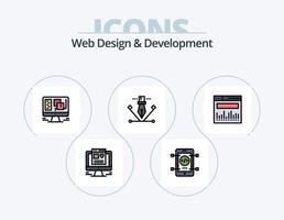 Web Design And Development Line Filled Icon Pack 5 Icon Design. mobile . lock. web. security . vector