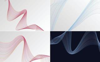 Set of 4 geometric wave pattern backgrounds for a modern look vector