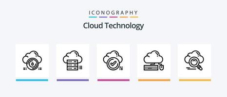 paquete de iconos de la línea 5 de tecnología en la nube que incluye reproductor. video. nube. datos. proteger. diseño de iconos creativos vector