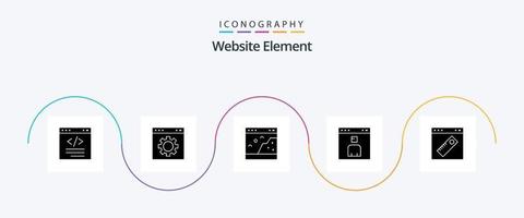 Website Element Glyph 5 Icon Pack Including interface. avatar. page. picture. page vector