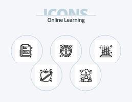 Online Learning Line Icon Pack 5 Icon Design. cloud. learning. file. cloud. monitor vector