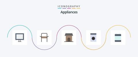 Appliances Flat 5 Icon Pack Including gas. washer. apartment. household. household vector