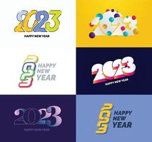 Big Collection of 2023 Happy New Year symbols Cover of business diary for 2023 with wishes vector