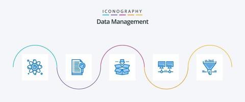 paquete de iconos azul 5 de gestión de datos que incluye datos. servidor. servidor. red. ahorrar vector