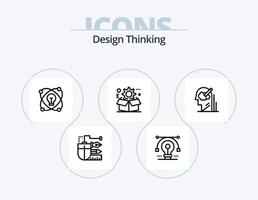 Design Thinking Line Icon Pack 5 Icon Design. idea. light. gear. bolt. drawing vector