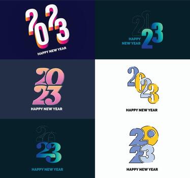 Big Set of 2023 Happy New Year logo text design 2023 number design template vector