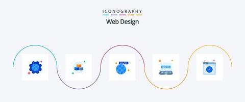 paquete de iconos de 5 planos de diseño web que incluye página. navegador. conexión. web. conexión vector