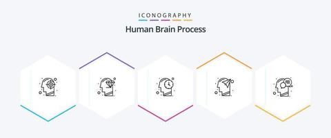 Human Brain Process 25 Line icon pack including communication. mind. perfection. imagination. head vector