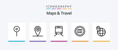 mapas y paquete de iconos de la línea de viaje 5 que incluye. móvil. viajar. diseño de iconos creativos vector