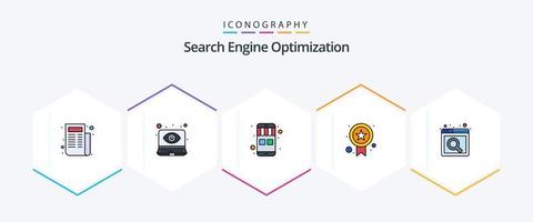 paquete de iconos de línea completa de seo 25 que incluye . buscar. las compras en línea. Internet. calidad vector