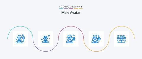 paquete de iconos avatar masculino azul 5 que incluye. programador. baloncesto. desarrollo. pag vector