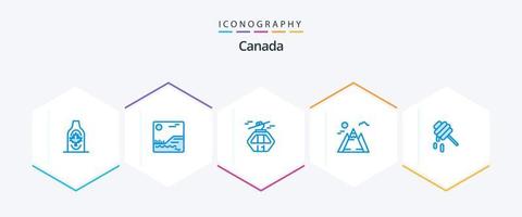 Canadá 25 paquete de iconos azules que incluye saludable. sol. alpino. montaña. Escandinavia vector