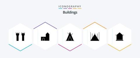 paquete de iconos de 25 glifos de edificios que incluye . cabaña. islamabad. casa. edificio vector