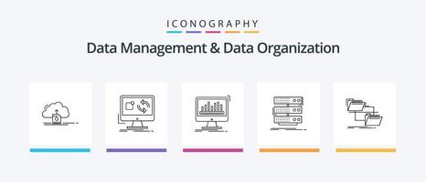 paquete de iconos de línea 5 de gestión y organización de datos que incluye estante. servidor. problema. servicio. reparar. diseño de iconos creativos vector