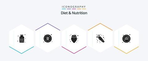 Diet And Nutrition 25 Glyph icon pack including organic. no diet. diet food. nutrition. diet vector