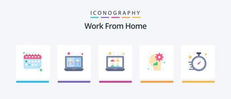 Work From Home Flat 5 Icon Pack Including user. preference. sharing. management. video. Creative Icons Design vector