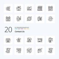 20 Contact Us Line icon Pack like receive email address envelop inbox vector