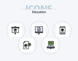 paquete de iconos llenos de línea de educación 5 diseño de iconos. aprendiendo. educación. aprendiendo. lectura. conocimiento vector