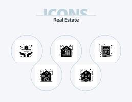 paquete de iconos de glifos inmobiliarios 5 diseño de iconos. propiedad. activo. proteccion. real. bienes vector
