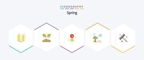 Spring 25 Flat icon pack including . tool. macro. rake. tree vector