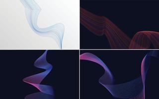 Set of 4 abstract waving line backgrounds for a professional design. vector