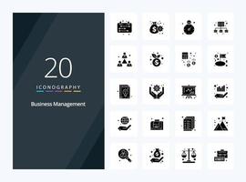 20 Business Management Solid Glyph icon for presentation vector
