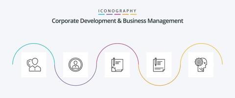 paquete de iconos de línea 5 de desarrollo corporativo y gestión empresarial que incluye página. documento. humano. contrato. perfil vector