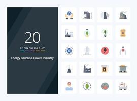 20 Energy Source And Power Industry Flat Color icon for presentation vector