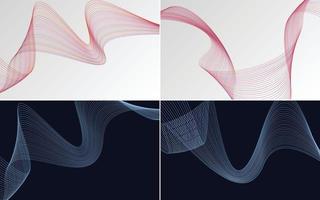 crea un aspecto moderno con este conjunto de 4 fondos de ondas vectoriales vector