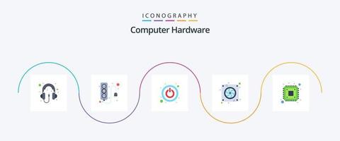 Computer Hardware Flat 5 Icon Pack Including hardware. computer. power. hardware. device vector