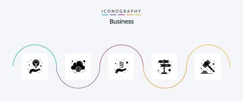 paquete de iconos de glifo de negocios 5 que incluye la ley. corte. crecimiento. subasta. firmar vector