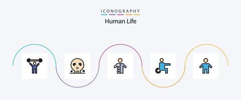 paquete de iconos de 5 planos llenos de línea humana que incluye a papá. gente. monje. minusválido. sacerdote vector