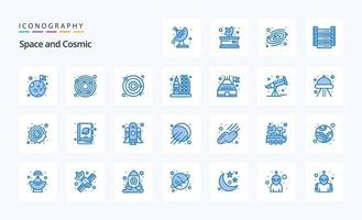 paquete de iconos de 25 espacios azules vector