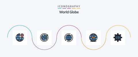 paquete de iconos planos llenos de línea de globo 5 que incluye Internet. global. Internet. Internet. global vector