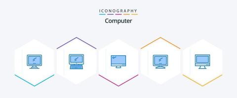 Computer 25 Blue icon pack including . vector