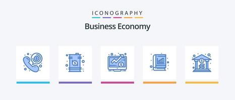 Economy Blue 5 Icon Pack Including graph. analytic. drum. analysis. up. Creative Icons Design vector