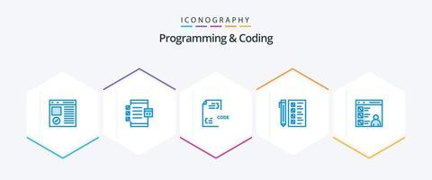 Programming And Coding 25 Blue icon pack including develop. business. development. document. develop vector