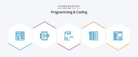 Programación y codificación de 25 paquetes de iconos azules que incluyen desarrollo. negocio. desarrollo. documento. desarrollar vector